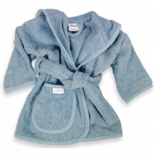 Baby badjasje met naam geborduurd - kinderbadjas in het grijs blauw