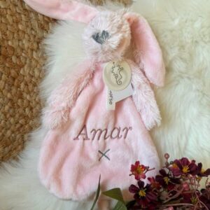 Happy Horse Rabbit Richie knuffeldoekje met naam - roze