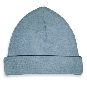 Newborn babymutsje grijs-blauw eventueel met naam erop geborduurd