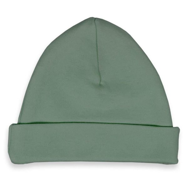 Newborn babymutsje stone green met naam erop geborduurd