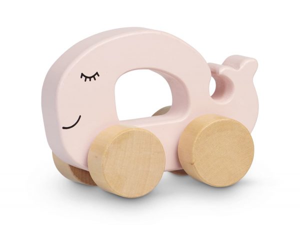 Jollein houten speelgoedauto - walvis - pink
