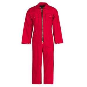 Kinderoverall in het rood met naam geborduurd