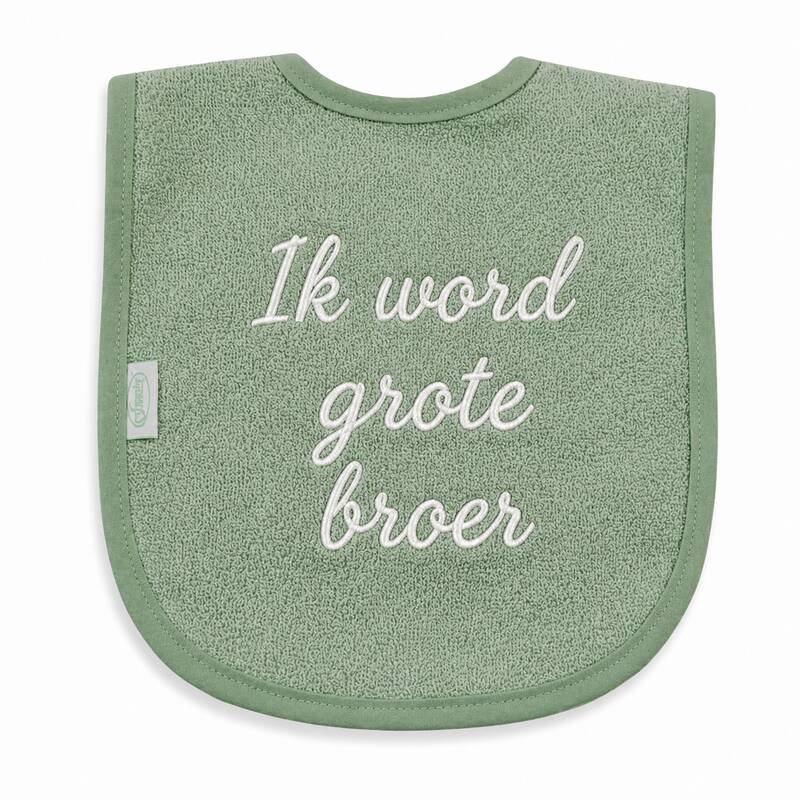 Unieke Slab met eigen tekst geborduurd stone green 25 x 40 cm