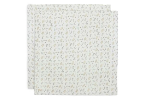 Jollein hydrofieldoek Wild Flowers large 115 x 115cm met naam geborduurd
