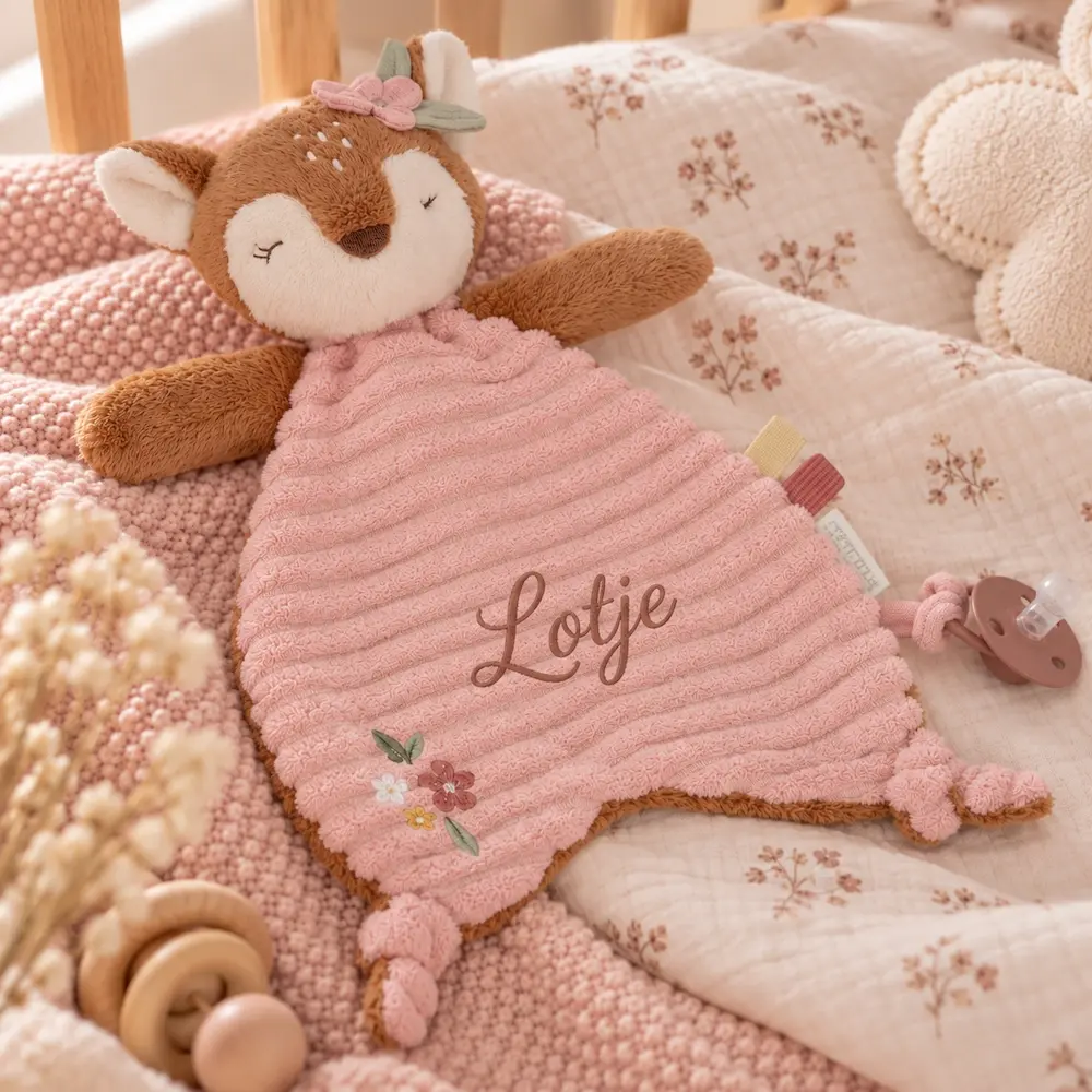 Little Dutch knuffeldoekje Hert met naam geborduurd - Fairy Garden 1