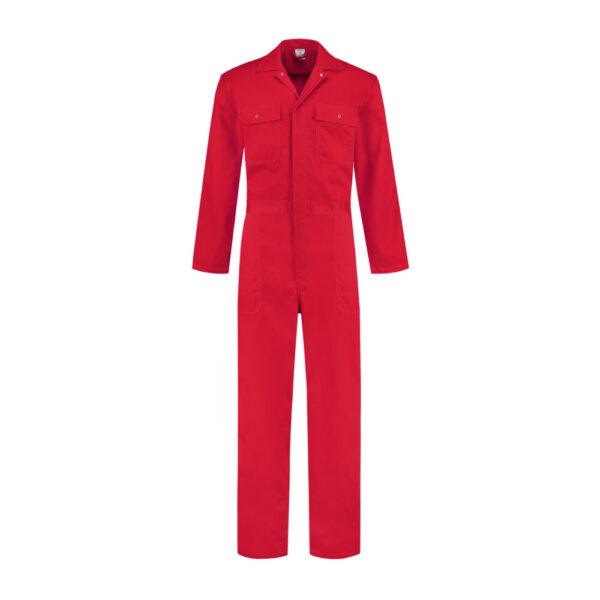 Kinderoverall met naam geborduurd - rood 1