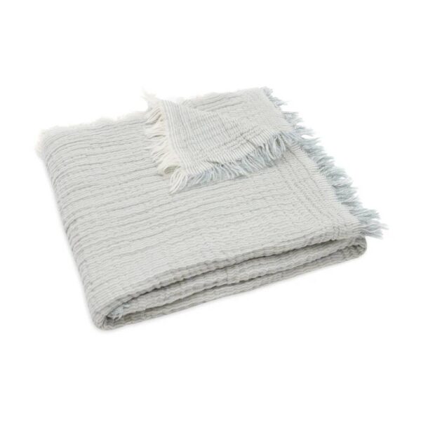 Jollein Wiegdeken Fringe Stripe GOTS met naam geborduurd - sea green-ivory