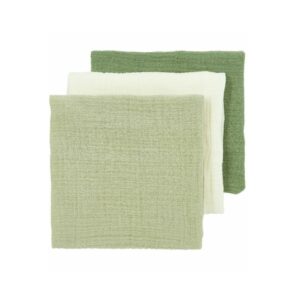 Meyco Hydrofieldoek met naam geborduurd (3-pack) - natural-soft olive-olive green