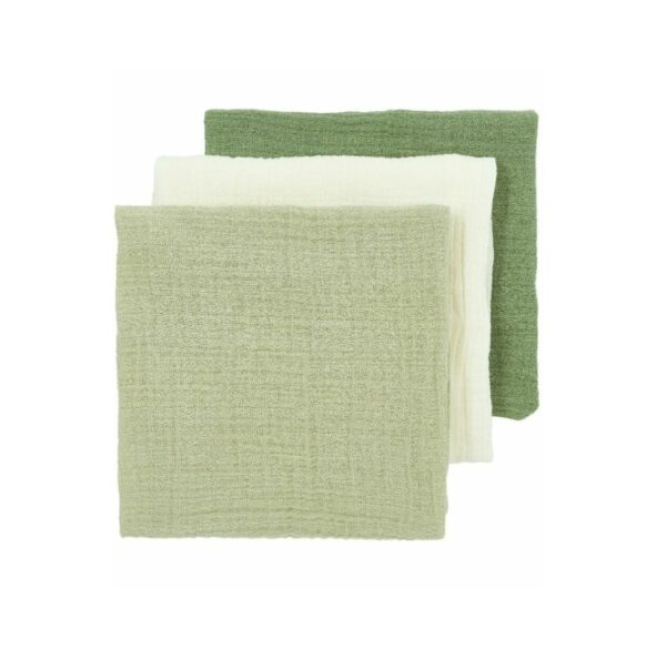 Meyco Hydrofieldoek met naam geborduurd (3-pack) - natural-soft olive-olive green