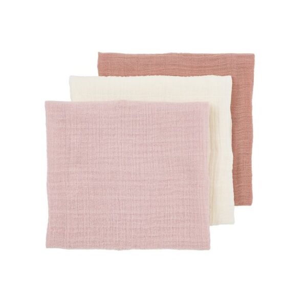 Meyco Hydrofieldoek met naam geborduurd (3-pack) - soft rose-rose-natural