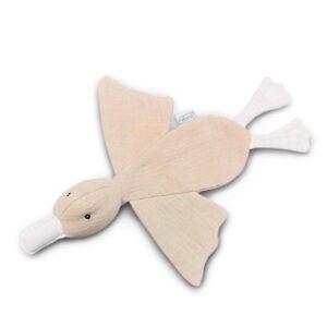 Funnies Knuffeldoekje Eend met naam geborduurd - Crème