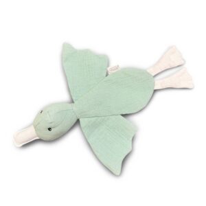 Funnies Knuffeldoekje Eend met naam geborduurd - Groen