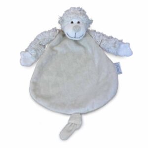 Funnies knuffeldoekje Slingeraap met naam geborduurd - crème