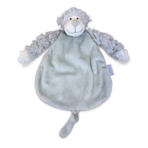 Funnies knuffeldoekje Slingeraap met naam geborduurd - lichtgrijs