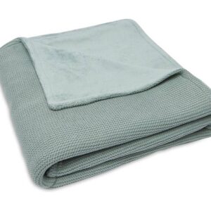 Jollein gebreid ledikantdekentje met naam geborduurd - fleece forest green 1