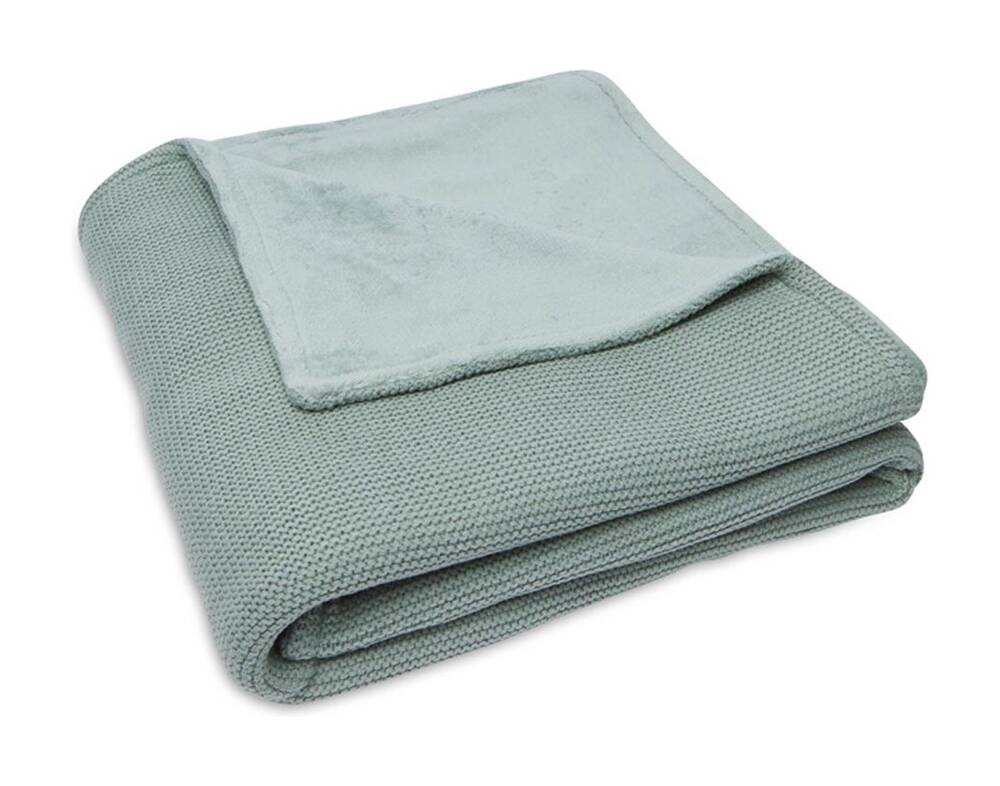 Jollein gebreid ledikantdekentje met naam geborduurd - fleece forest green 1