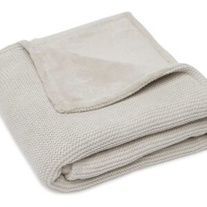 Jollein gebreid ledikantdekentje met naam geborduurd - fleece nougat 1