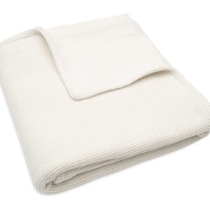 Jollein gebreid wiegdekentje met naam geborduurd - fleece ivory-coral 3