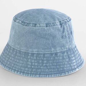 Kinder zonnehoedje met naam geborduurd - vintage blue