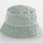 Kinder zonnehoedje met naam geborduurd - vintage green