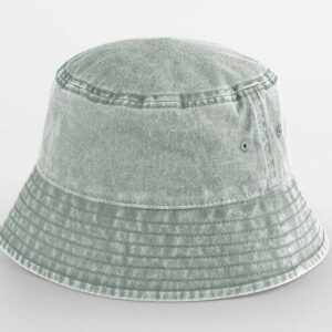 Kinder zonnehoedje met naam geborduurd - vintage green