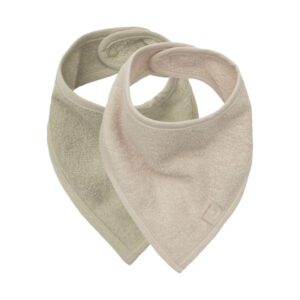 Jollein Slab Bandana met naam geborduurd - 2 stuks soft matcha-sand 1