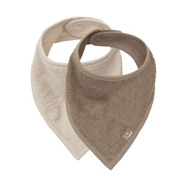 Jollein Slab Bandana met naam geborduurd - 2 stuks -sand-milky 1